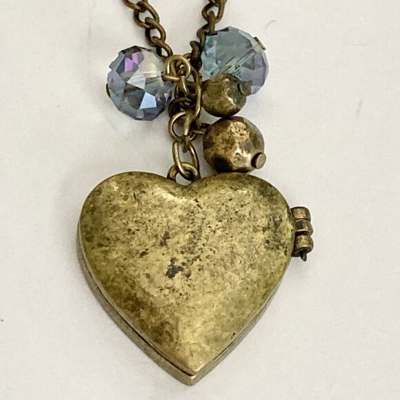 Vintage Disney Hidden Mickey Mouse Heart Locket Necklace Disneyana 30" Gold Tone - Picture 5 of 11